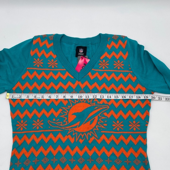 Miami Dolphins foco NFL Ugly Christmas Sweater Aqua Orange‎ XL See Measurements - Picture 13 of 14
